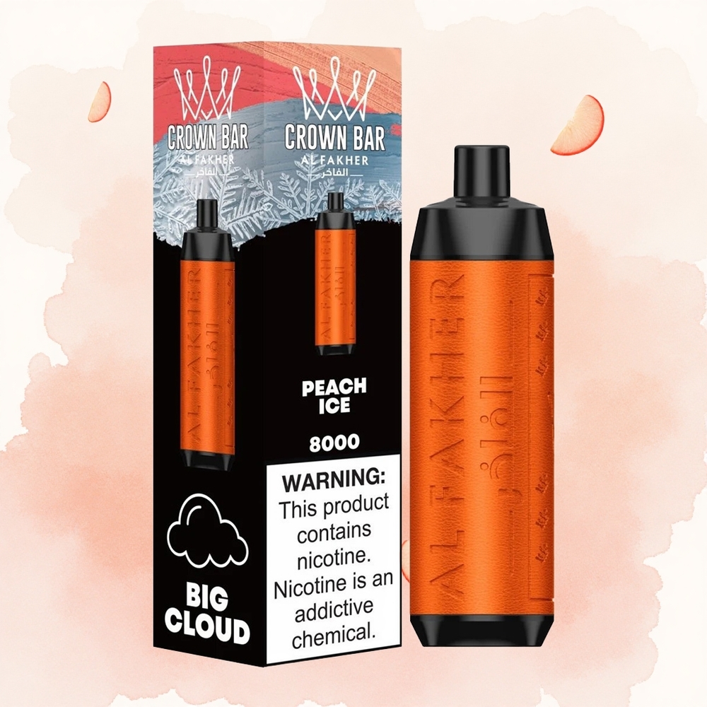 Breskva Led Al Fakher Crown Bar 8000 Kristal Једнократни Вапеe са 18мл Е-течностi и 8000 Pufova