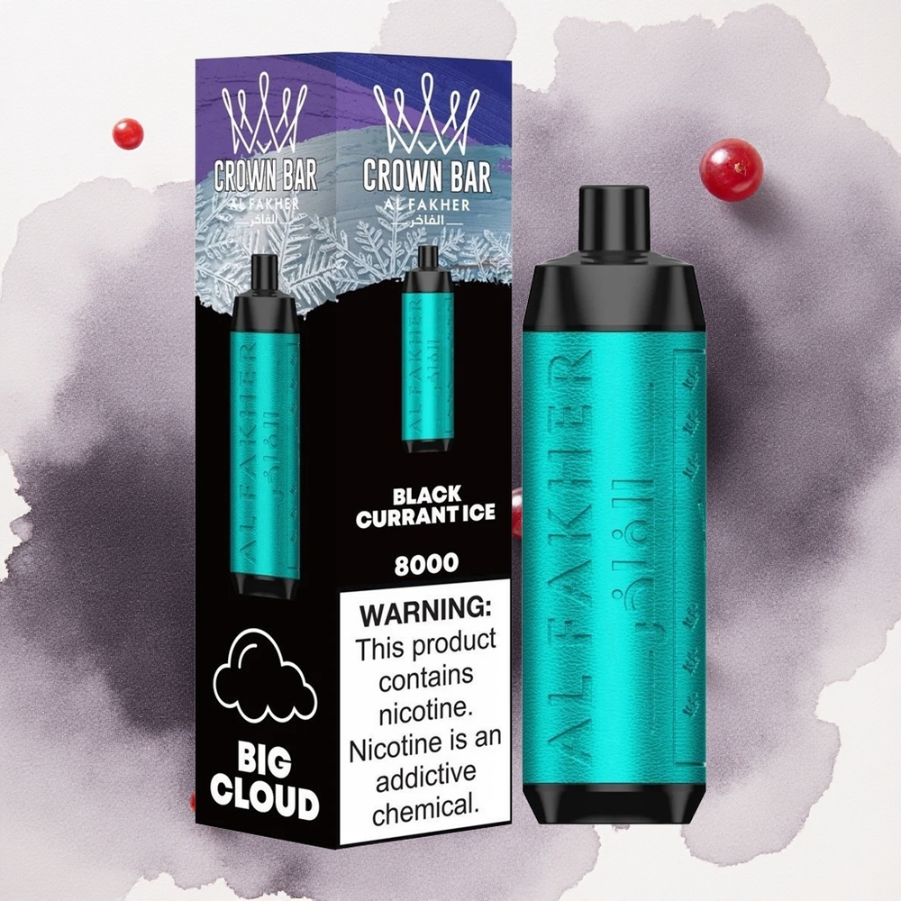 Crna Ribizla Led Al Fakher Crown Bar 8000 Kristal Jednokratna Vape са 18мл Е-течност и 8000 Poteza