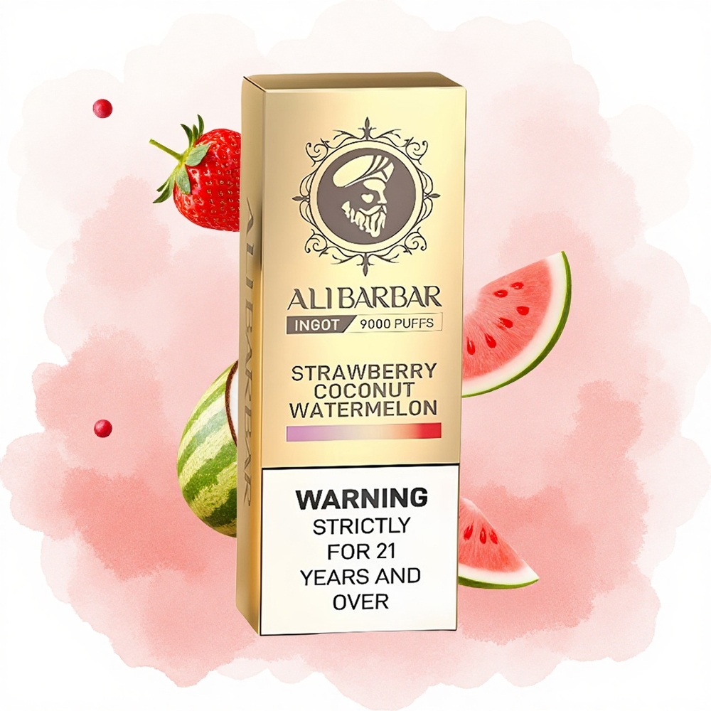 Јагода Кокос Лубеница Alibarbar Ingot 9000 Puffs 22ml Течност 2350mah Батерија