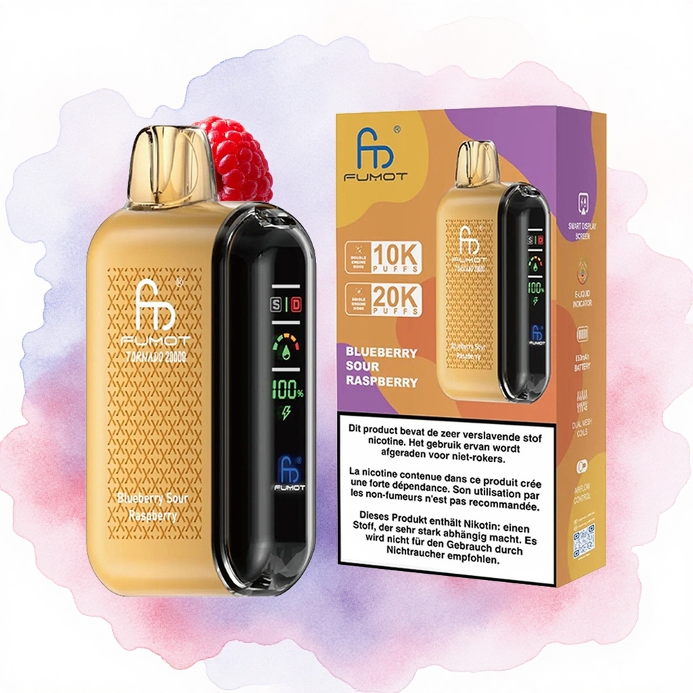 Borovnica-Kisela Malina Fumot Tornado 20000 Pufova 20ml Kapacitet Dvostruka Mreža Kalem