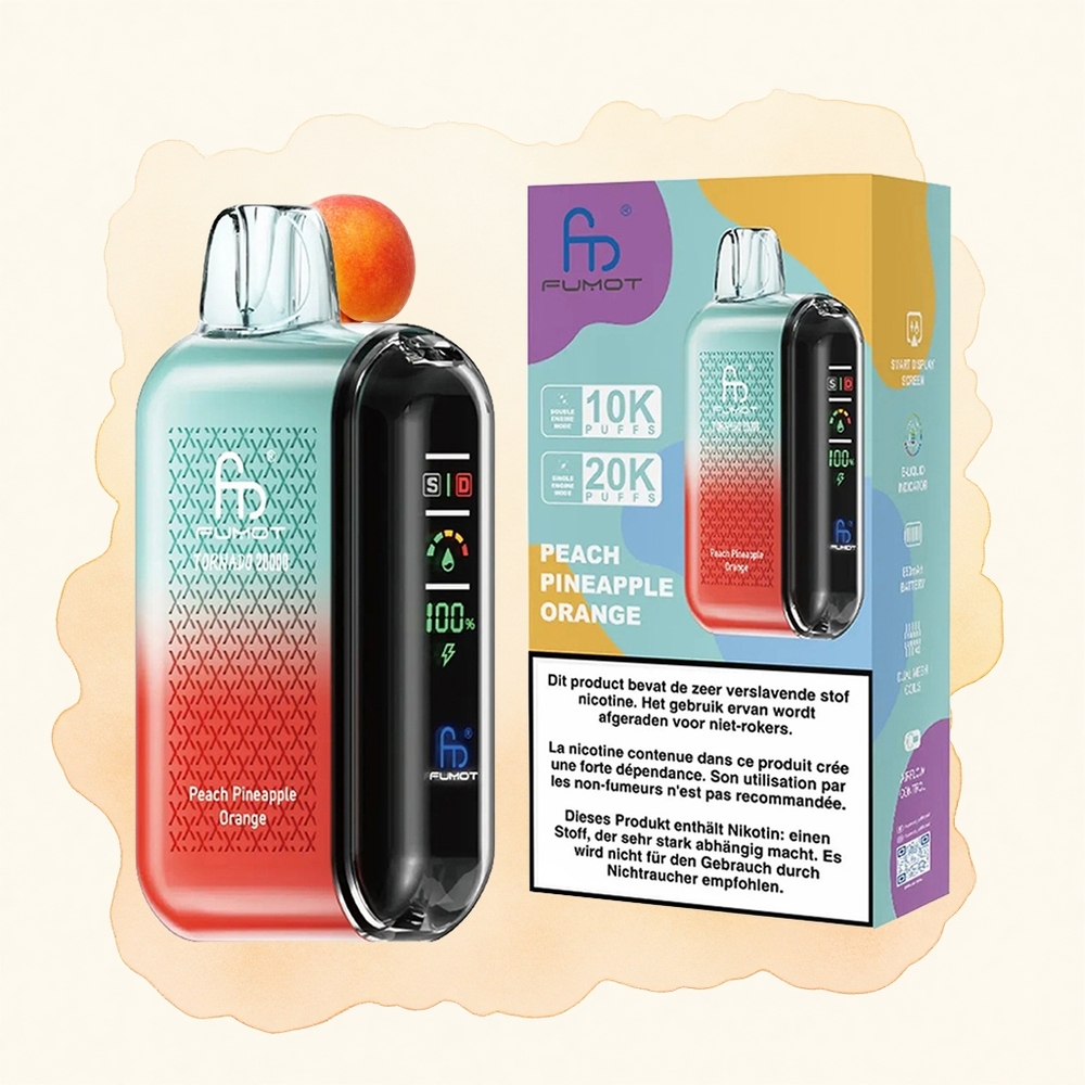 Breskva Ananas Pomorandža Fumot Tornado 20000 Pufova Дуал Месх Цоил Смарт Дисплаи