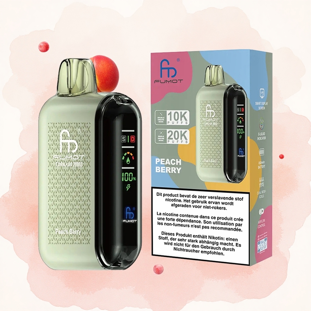 Breskva-Bobica Fumot Tornado 20000 Pufova Дуал Месх Цоил Смарт Дисплаи