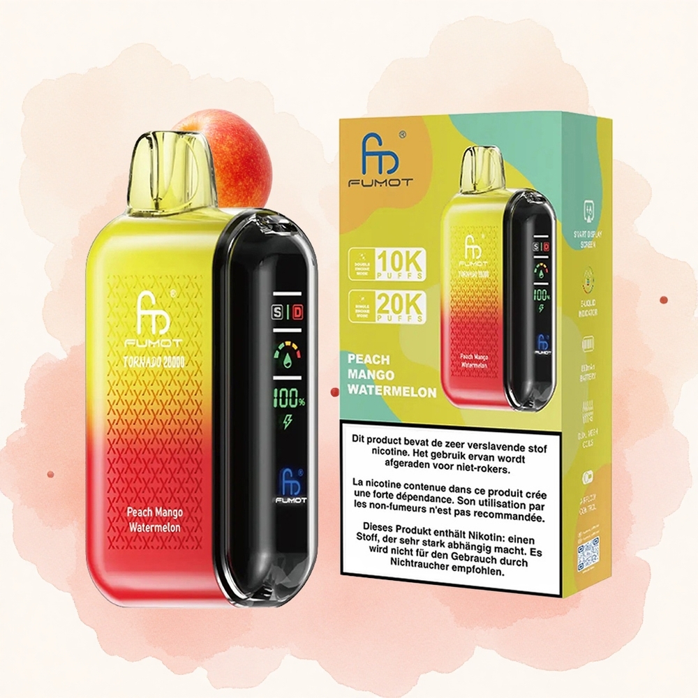 Breskva Mango Lubenica Fumot Tornado 20000 Pufova Дуал Месх Цоил 20мл Е-течност Капацитет