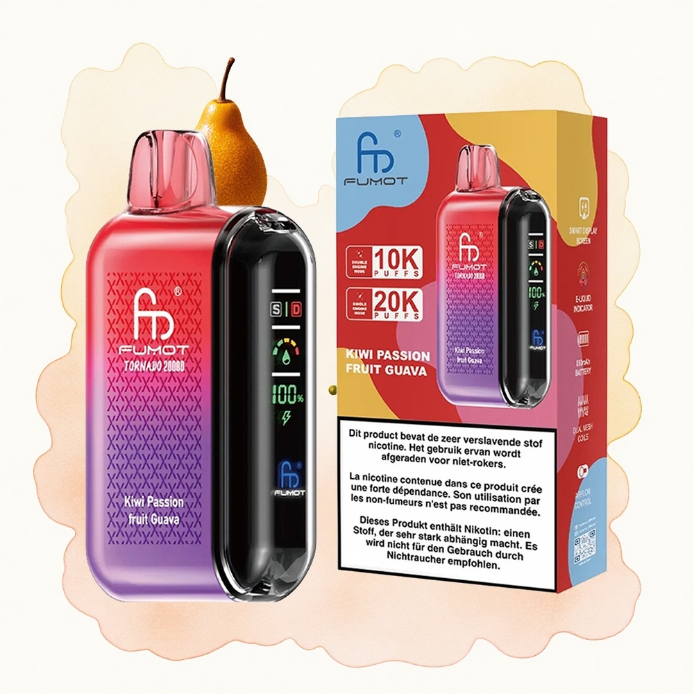 Kivi Pasija Guava Fumot Tornado 20000 Pufova 20мл капацитета Е-течности