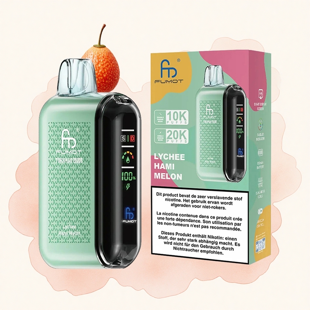 Liči Hami Dinja Fumot Tornado 20000 Pufova Дуал Месх Цоил 20мл Е-течност Капацитет