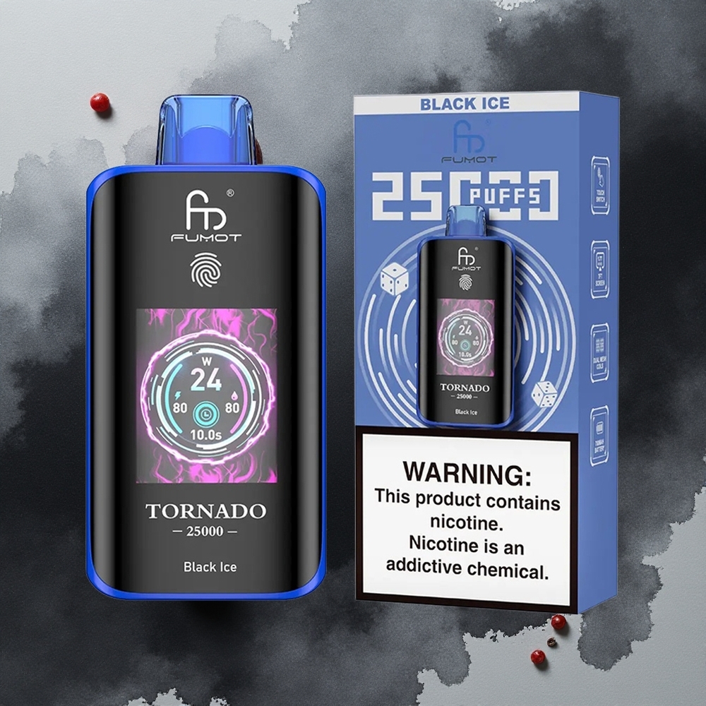 Crni Led Fumot Tornado 25000 Pufova 700mAh батерија 20мл Е-течност