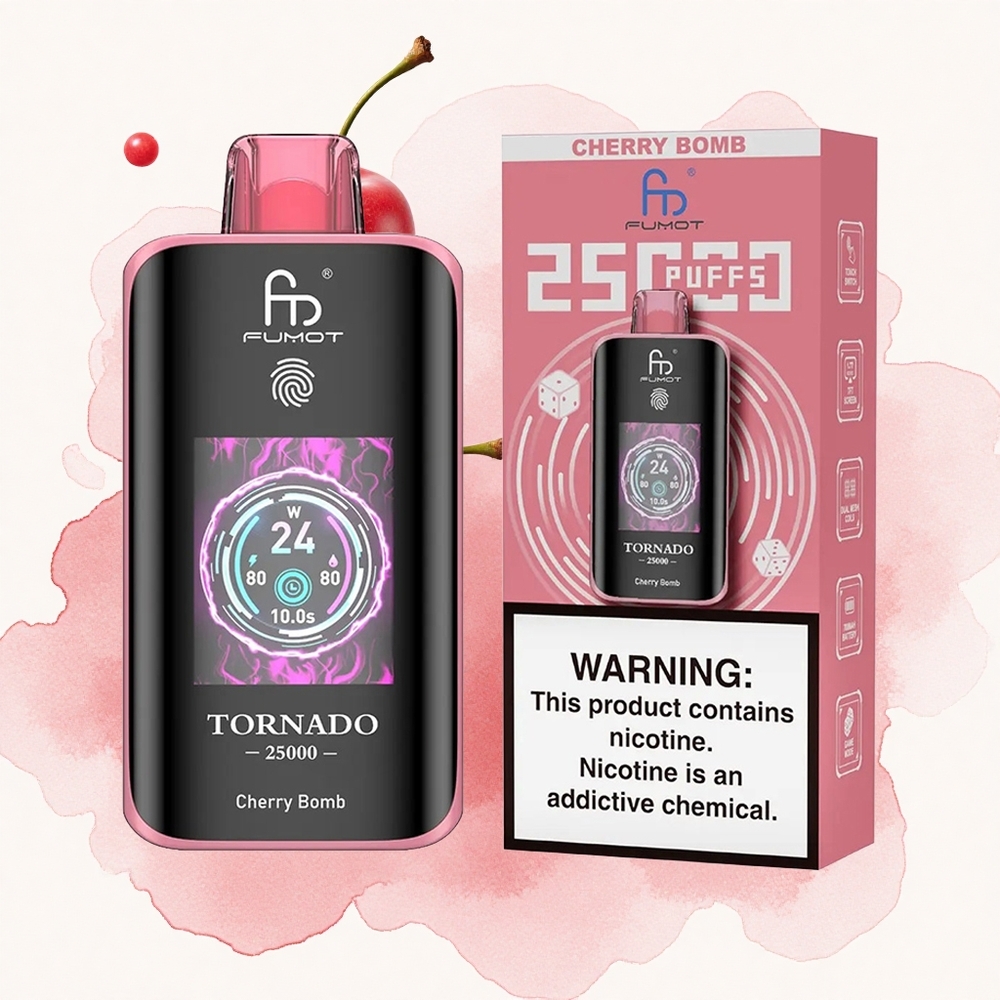 Вишња Бомба Fumot Tornado 25000 пуфова 20ml предунут течност 700mAh батерија