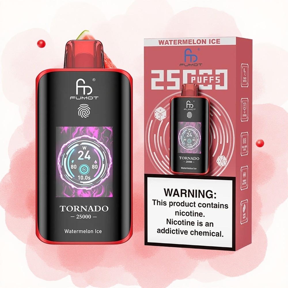 Лубеница лед Fumot Tornado 25000 Puffs HD Екран 20ml Пре-пуњен течност
