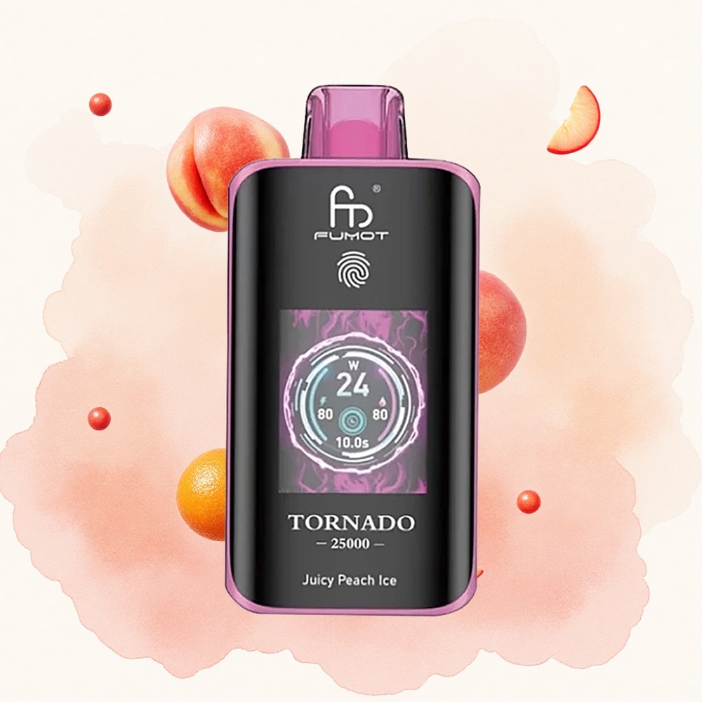 Juicy Peach Ice Fumot Tornado 25000 Puffs HD Ekran Tip-C Punjač