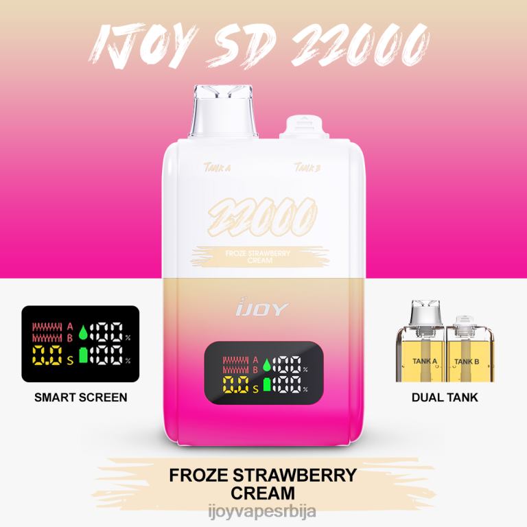 iJOY SD 22000 за једнократну употребу PTJN4152 крем од смрзнутих јагода | iJOY Vape Beograd